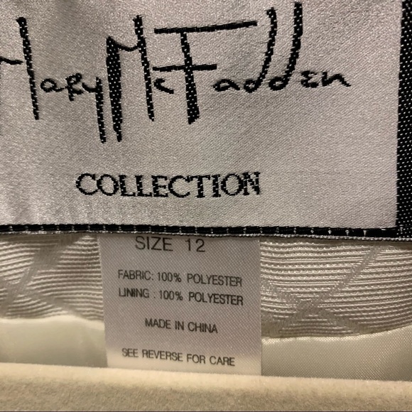 Vintage Mary McFadden Ivory Textured Blazer Rhinestone Buttons Sz 12 - Picture 10 of 11